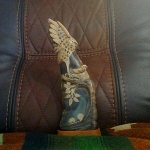 Vintage Hand Carved Hawk on Buffalo Horn.....12 inches